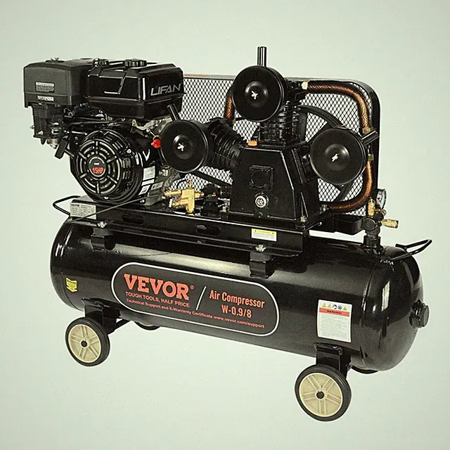 15HP Gas Air Compressor, 30Gal Tank, 33CFM@115PSI, Dual Outlets & Wheels