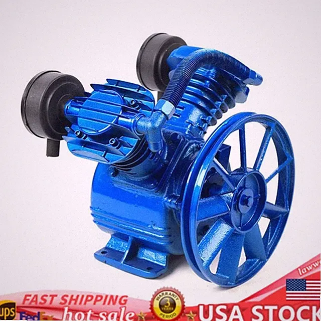 3 HP 2-Piston Replacement Air Compressor Pump Single Stage V Style Twin Cylinder