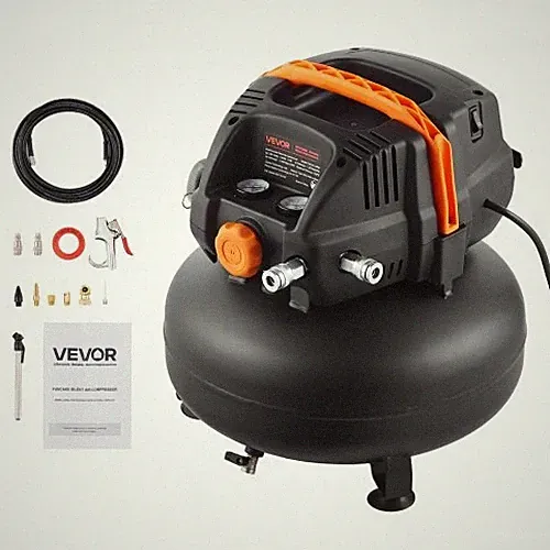 6 Gallon Air Compressor, 1.7HP 2.3CFM@90PSI Portable Pancake Air Compressor & 15