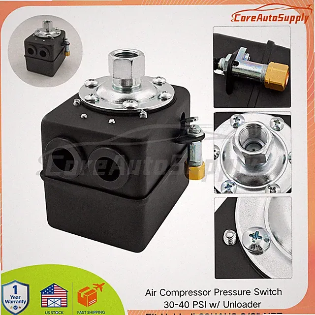 Air Compressor Pressure Switch 30-40 PSI w/ Unloader Fit Hubbell 69HAU3 3/8" NPT