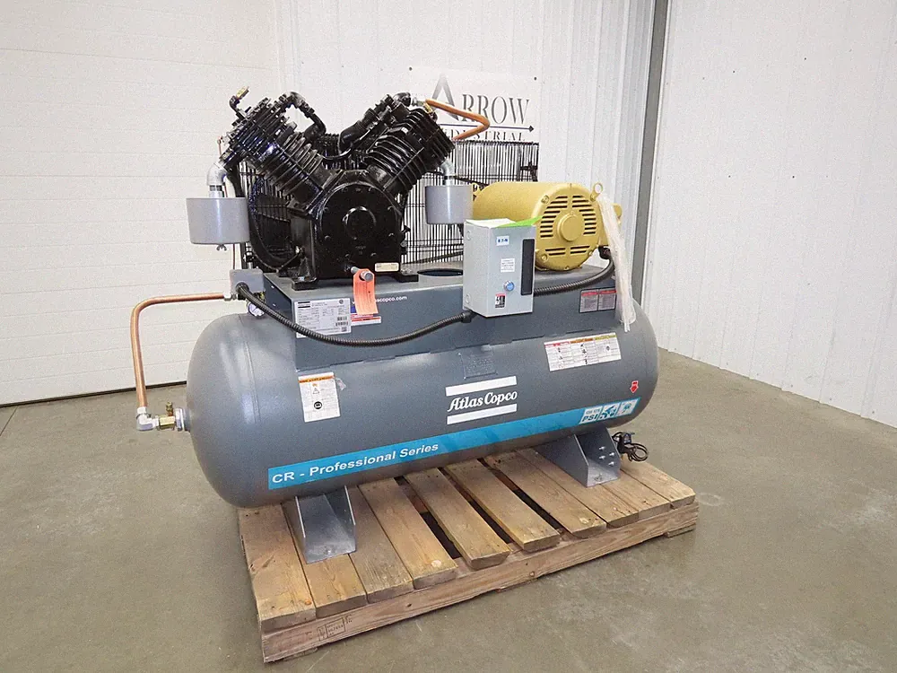 Atlas Copco CR15 Reciprocating Duplex Air Compressor 51CFM 15HP 460V 3Ph 120 Gal