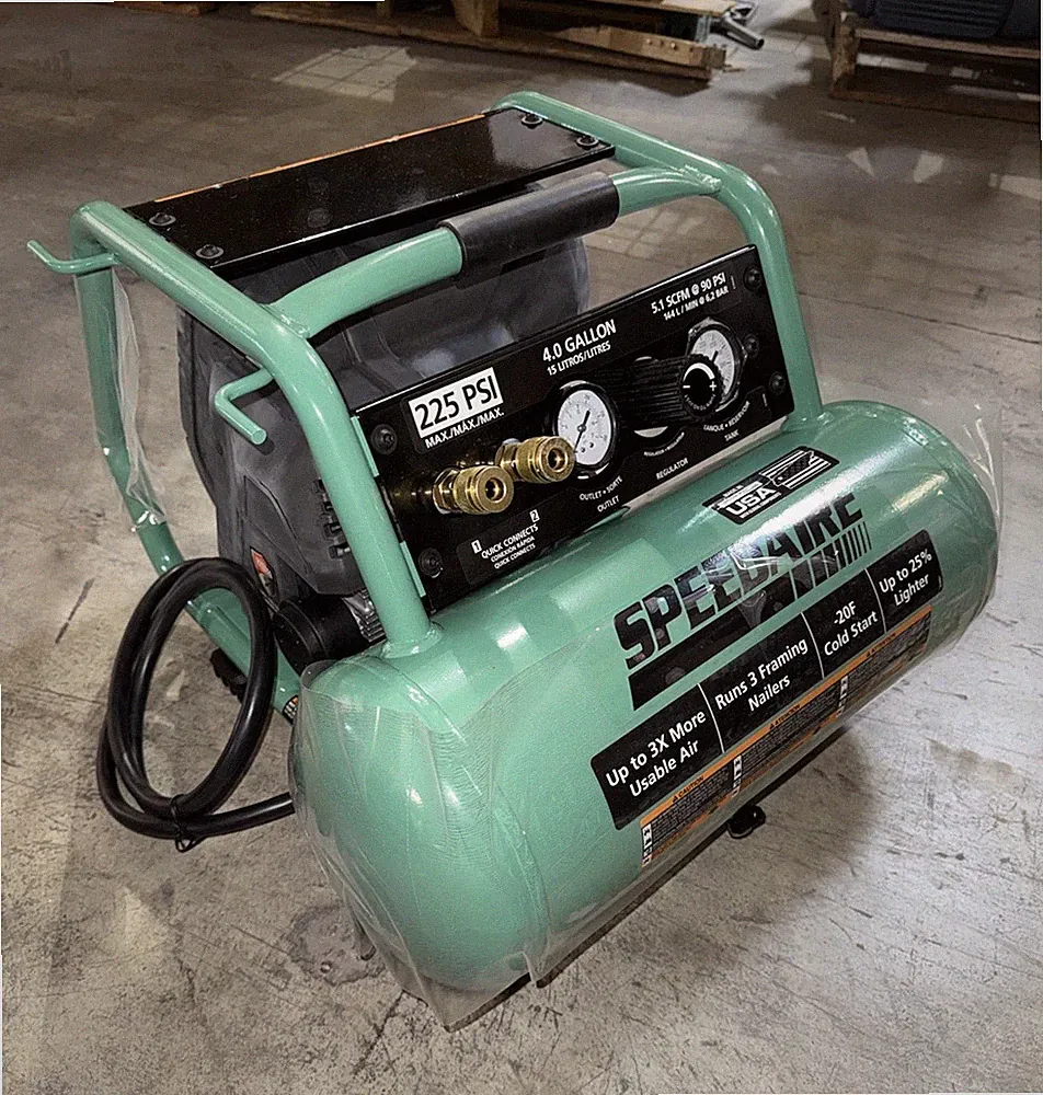 Speedaire AM1-HE15-03QG Portable Air Compressor 4 gal 225 PSI Oil Free 1.70 HP