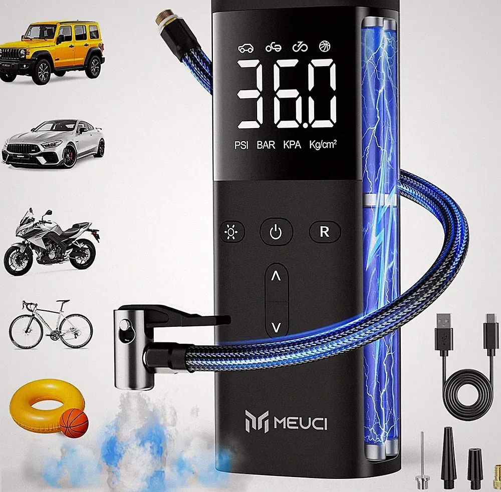 Tire Inflator Portable Air Compressor - Fast Cordless Air Pump for Car Tires, 15